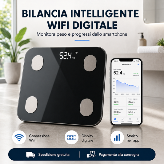 Bilancia Intelligente WIFI digitale per monitoraggio peso e salute